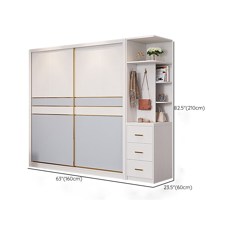 Bedroom Sliding Doors Armoire Coastal Wooden Storage Cabinet