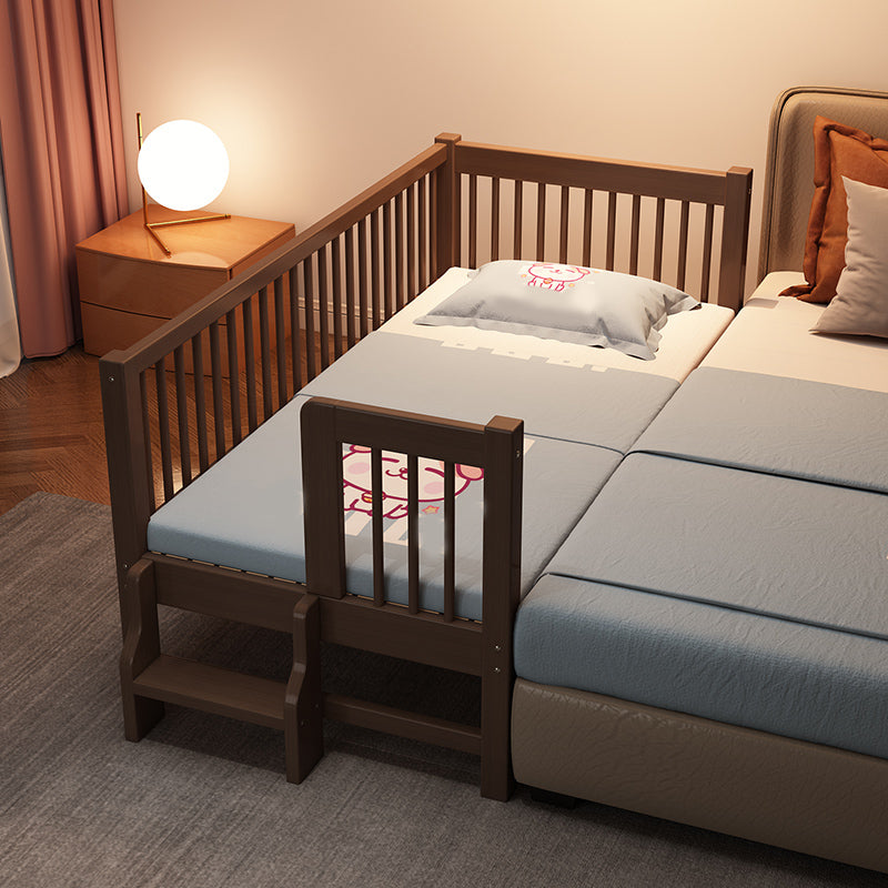 Espresso Wood Solid Wood Baby Crib Ultra-Modern with Guardrail