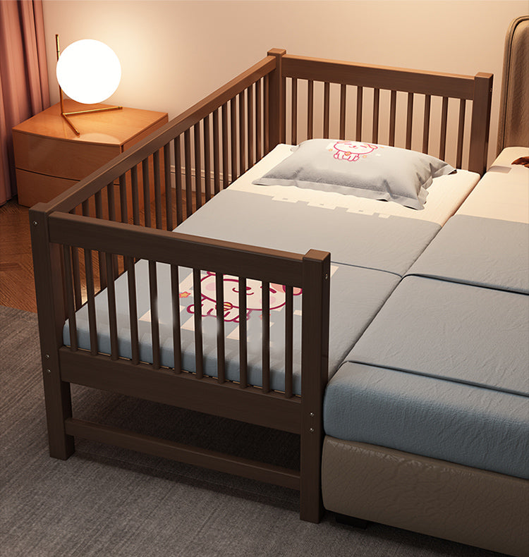 Espresso Wood Solid Wood Baby Crib Ultra-Modern with Guardrail