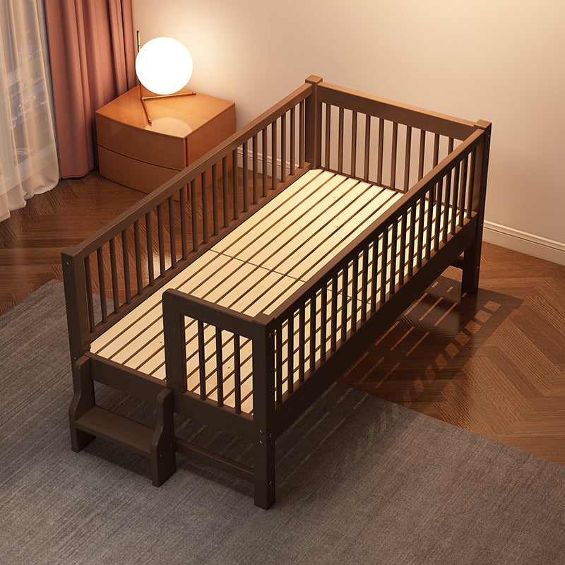 Espresso Wood Solid Wood Baby Crib Ultra-Modern with Guardrail