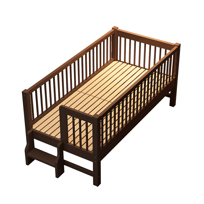 Espresso Wood Solid Wood Baby Crib Ultra-Modern with Guardrail