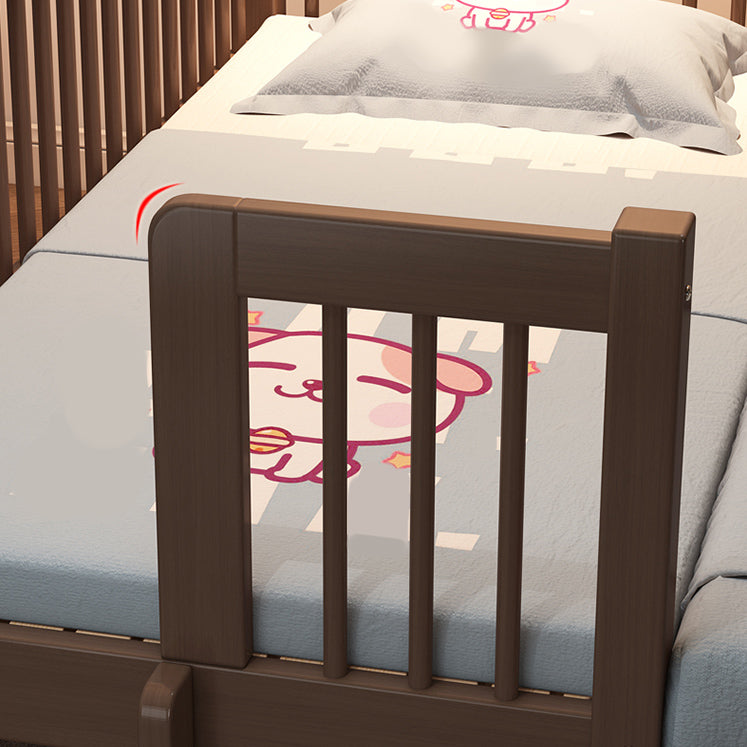 Espresso Wood Solid Wood Baby Crib Ultra-Modern with Guardrail