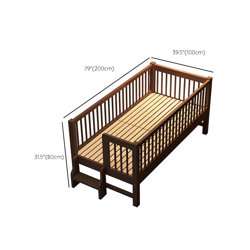 Espresso Wood Solid Wood Baby Crib Ultra-Modern with Guardrail