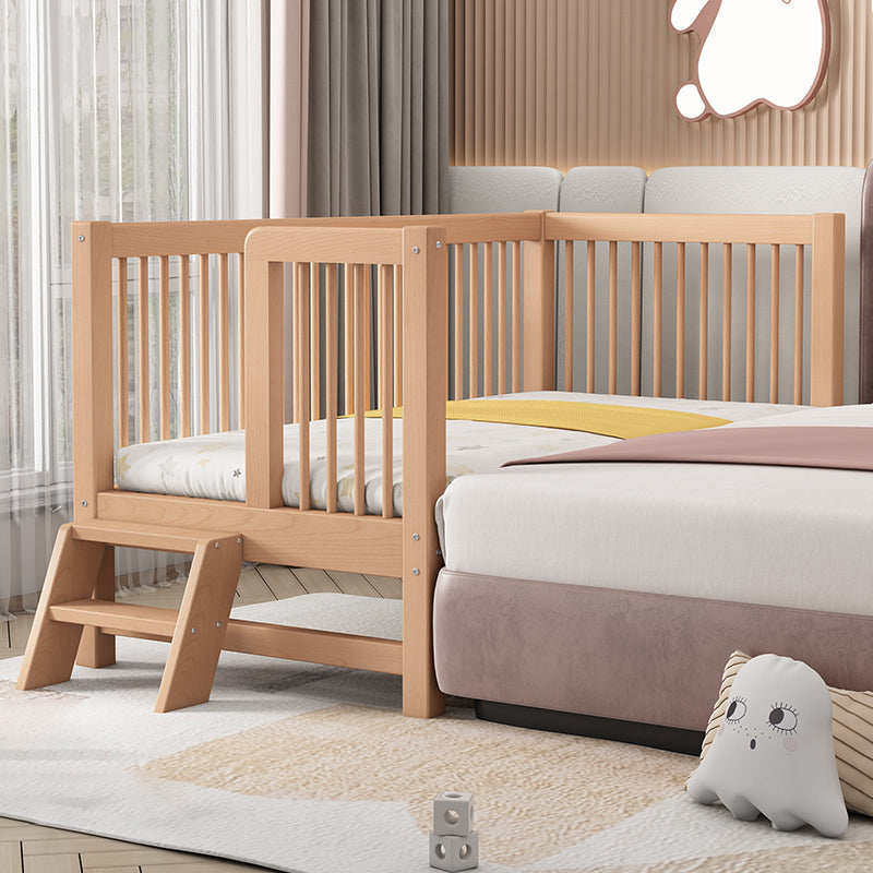 Solid Wood Contemporary Washed Nursery Crib Brown with Guardrail
