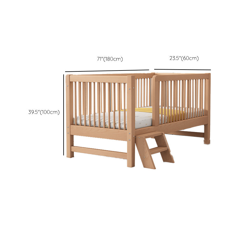 Solid Wood Contemporary Washed Nursery Crib Brown with Guardrail
