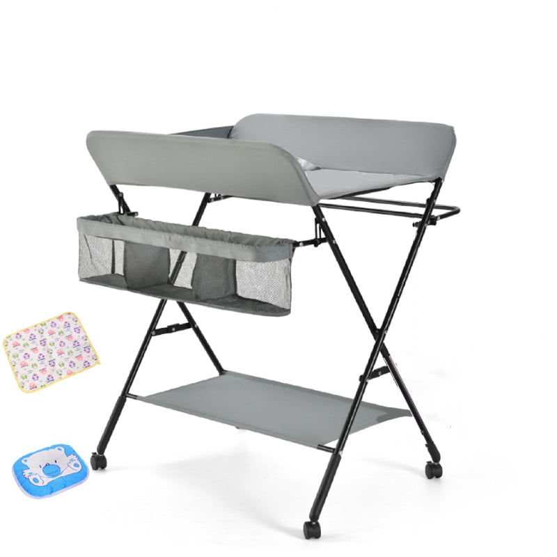 Metal Frame Baby Changing Table Folding with Storage Basket for 0-3 Years Old