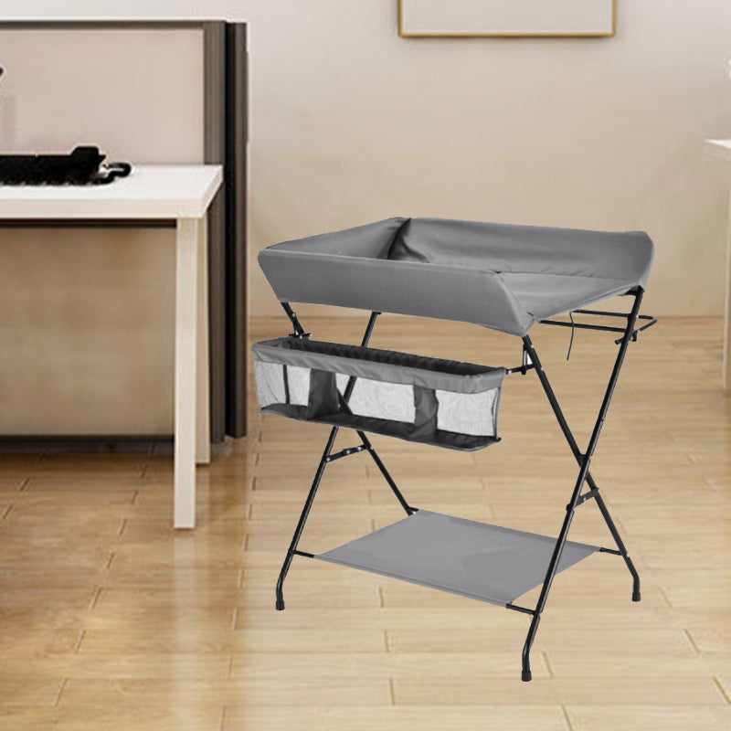 Metal Frame Baby Changing Table Folding with Storage Basket for 0-3 Years Old