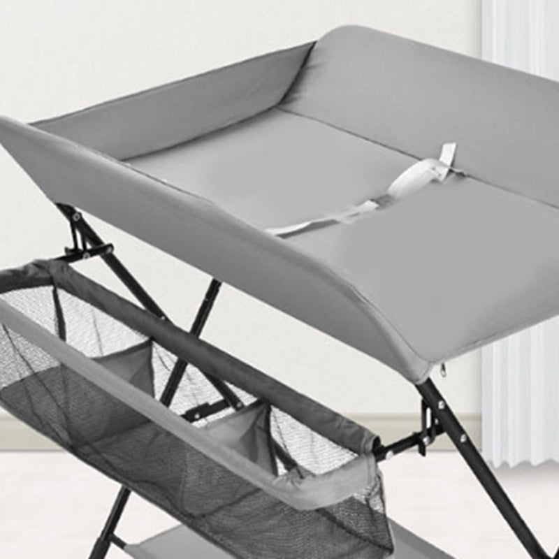 Metal Frame Baby Changing Table Folding with Storage Basket for 0-3 Years Old