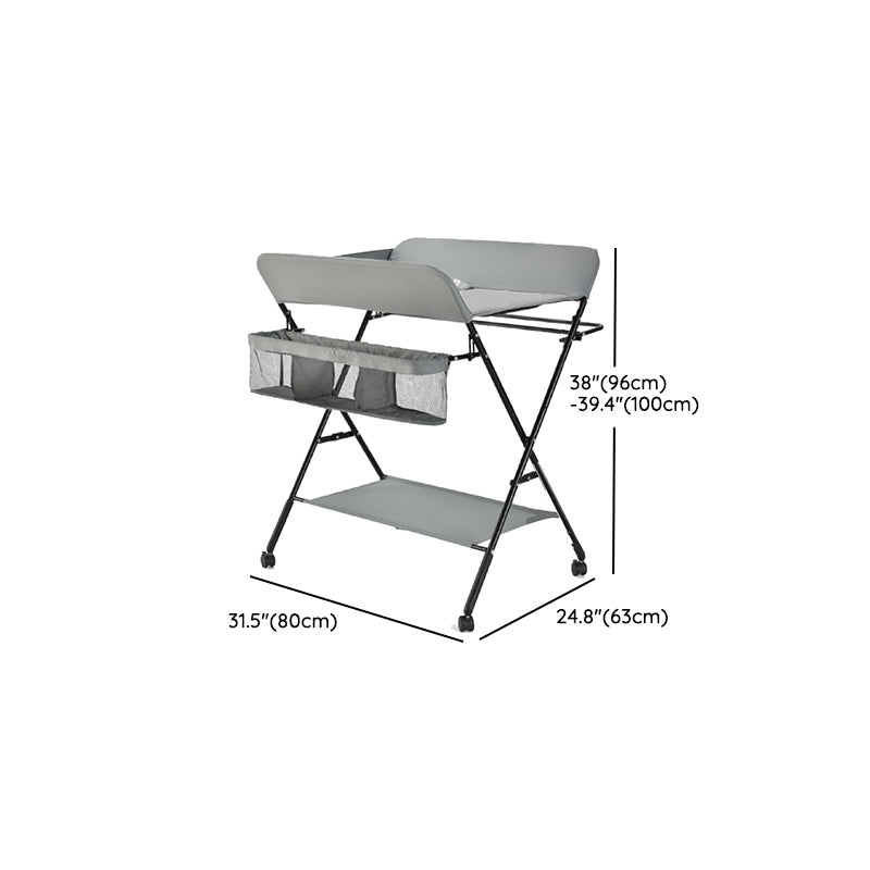 Metal Frame Baby Changing Table Folding with Storage Basket for 0-3 Years Old