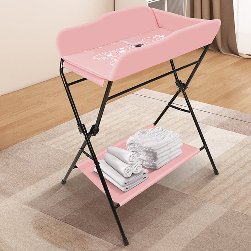 Portable Baby Changing Table Flat Top Metal Frame with Storage Shelf