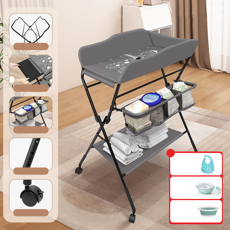 Portable Baby Changing Table Flat Top Metal Frame with Storage Shelf
