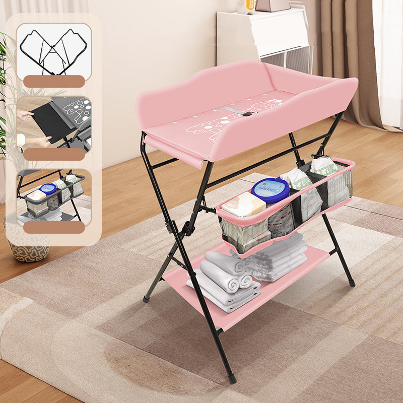 Portable Baby Changing Table Flat Top Metal Frame with Storage Shelf