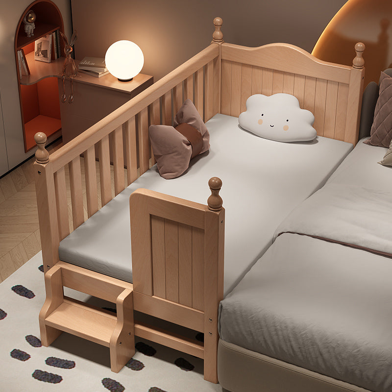 Contemporary Solid Wood Nursery Bed Washed Natural with Guardrail