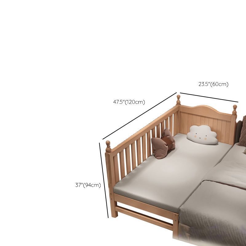 Contemporary Solid Wood Nursery Bed Washed Natural with Guardrail