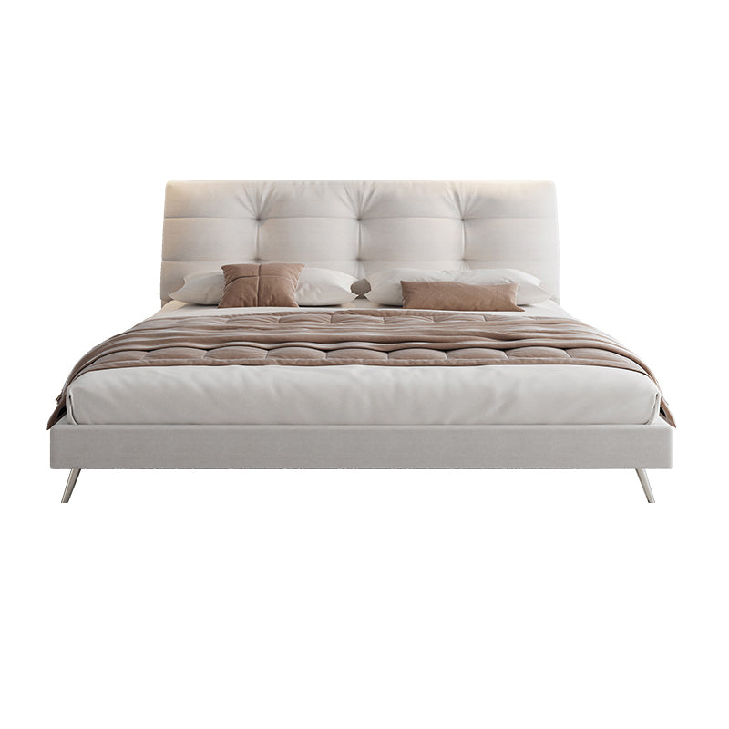 Glam Solid Color Rectangular Standard Bed Metal and Upholstered Bed Frame