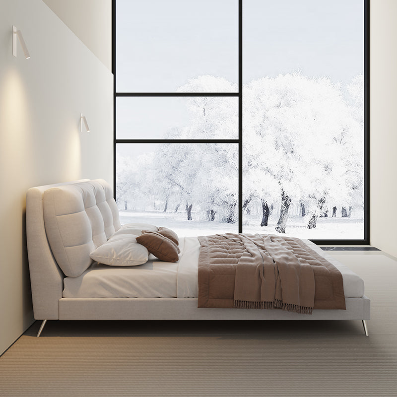 Glam Solid Color Rectangular Standard Bed Metal and Upholstered Bed Frame