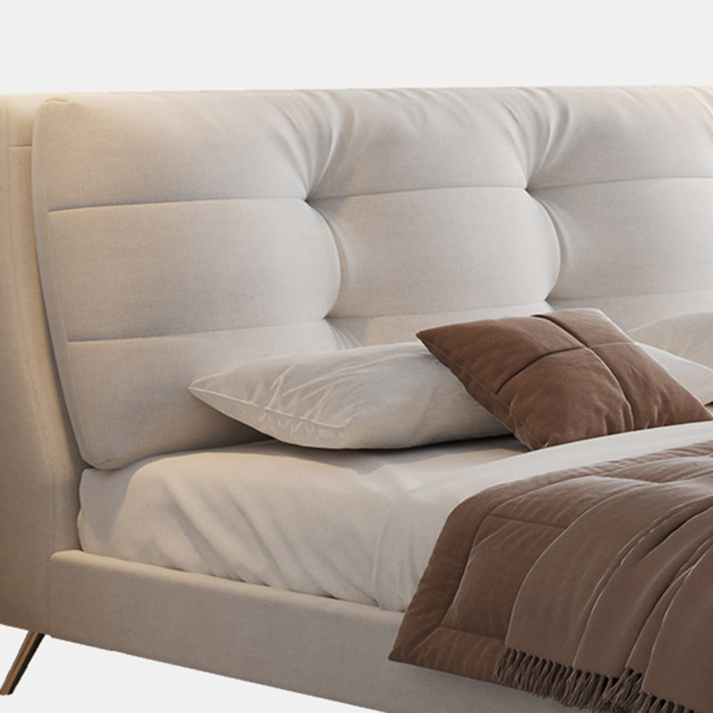 Glam Solid Color Rectangular Standard Bed Metal and Upholstered Bed Frame