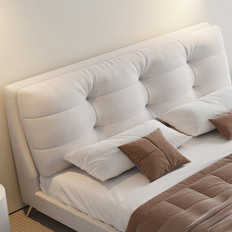 Glam Solid Color Rectangular Standard Bed Metal and Upholstered Bed Frame