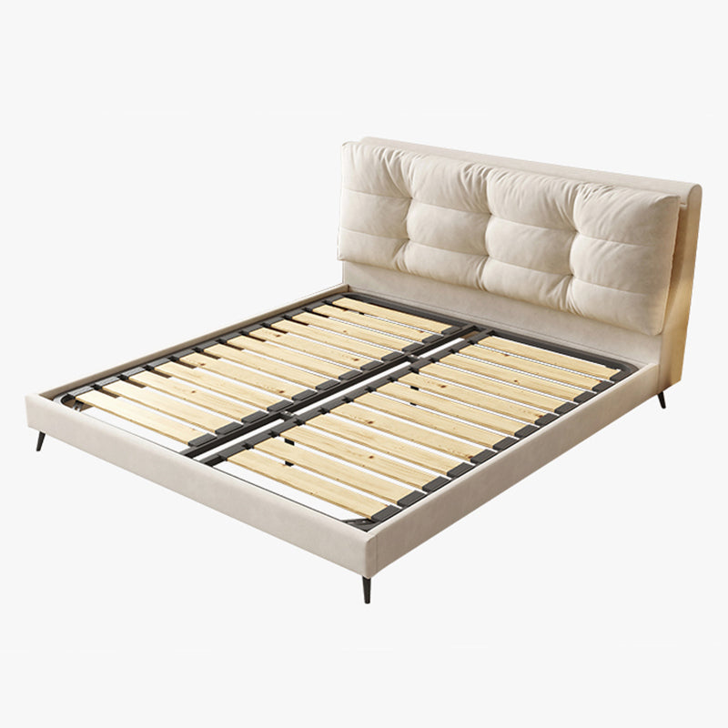 Glam Solid Color Rectangular Standard Bed Metal and Upholstered Bed Frame