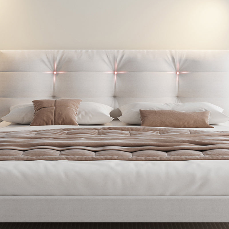 Glam Solid Color Rectangular Standard Bed Metal and Upholstered Bed Frame