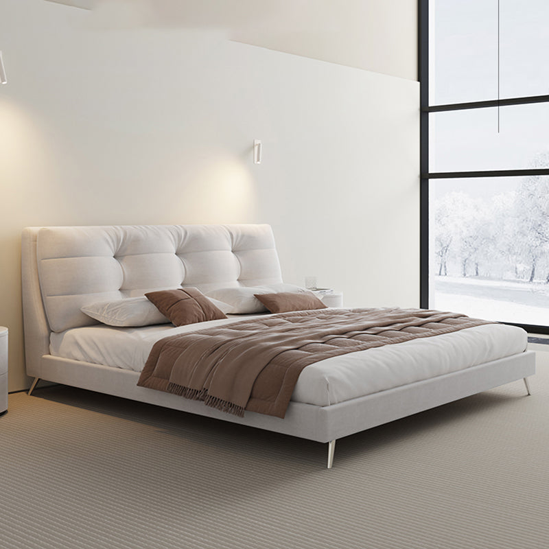 Glam Solid Color Rectangular Standard Bed Metal and Upholstered Bed Frame