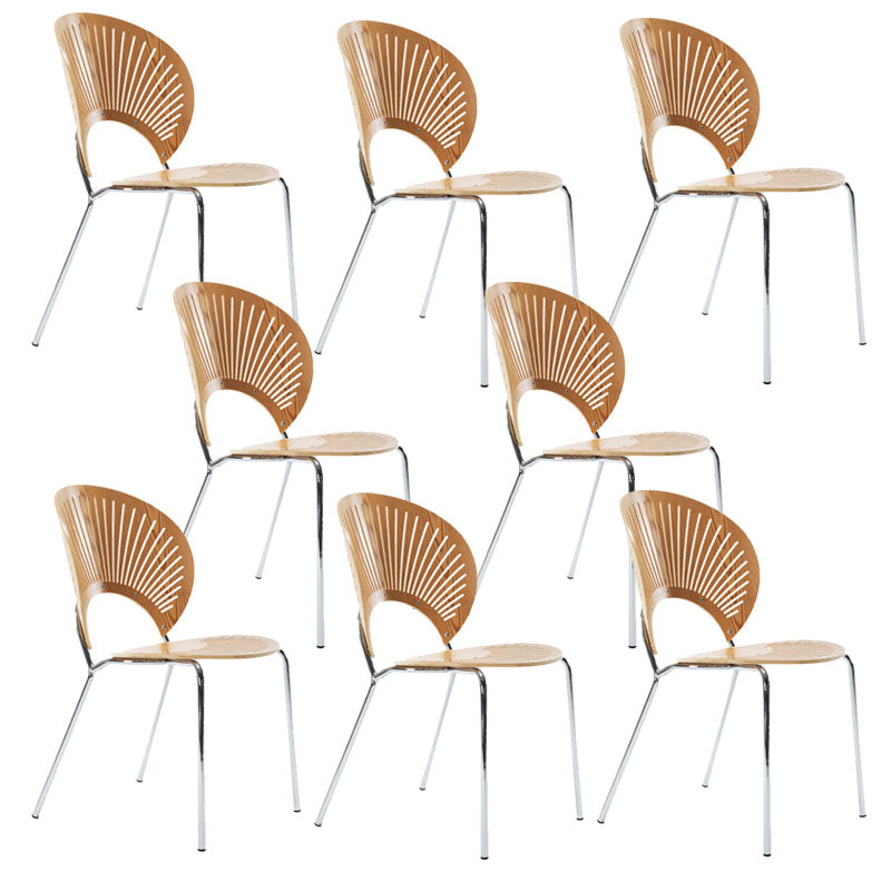 Modern Style Dining Chair Wooden Open Back Side Chair for Dining Room