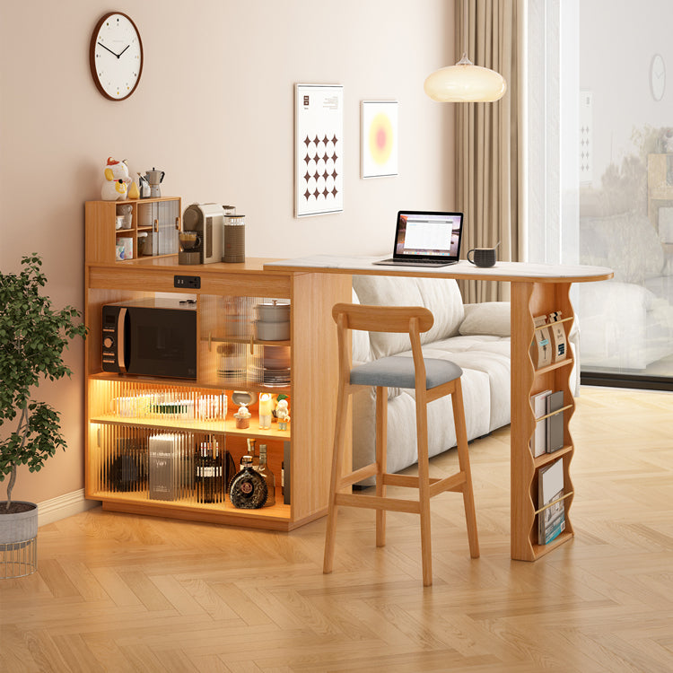 1/2/3 Pieces Bar Stool and Table Set Contemporary Full Natural