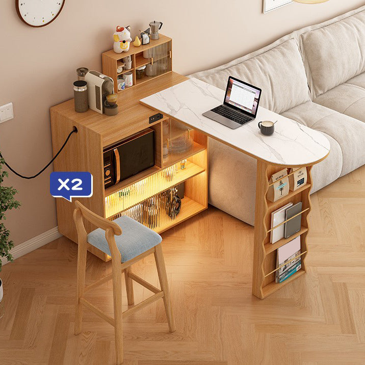 1/2/3 Pieces Bar Stool and Table Set Contemporary Full Natural