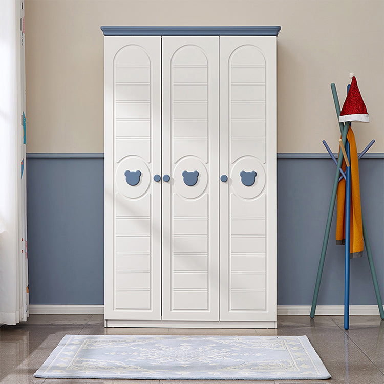 White Wood with Garment Rod Shelved Door Manufactured Wood Armoire Closet