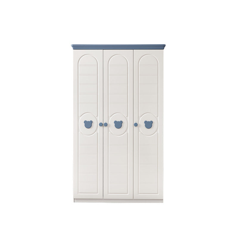 White Wood with Garment Rod Shelved Door Manufactured Wood Armoire Closet