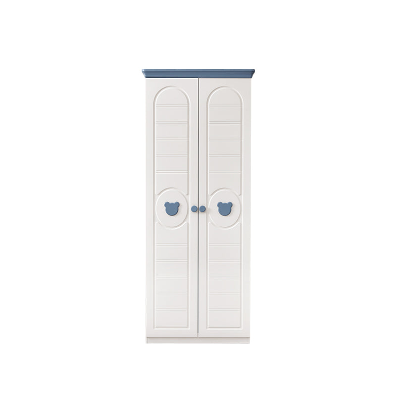 White Wood with Garment Rod Shelved Door Manufactured Wood Armoire Closet