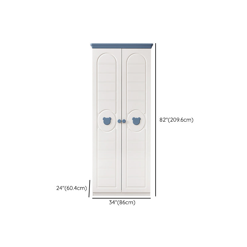 White Wood with Garment Rod Shelved Door Manufactured Wood Armoire Closet