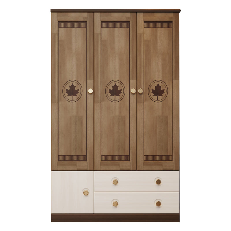 Solid Wood with Garment Rod Shelved Door Farmhouse Bedroom Armoire