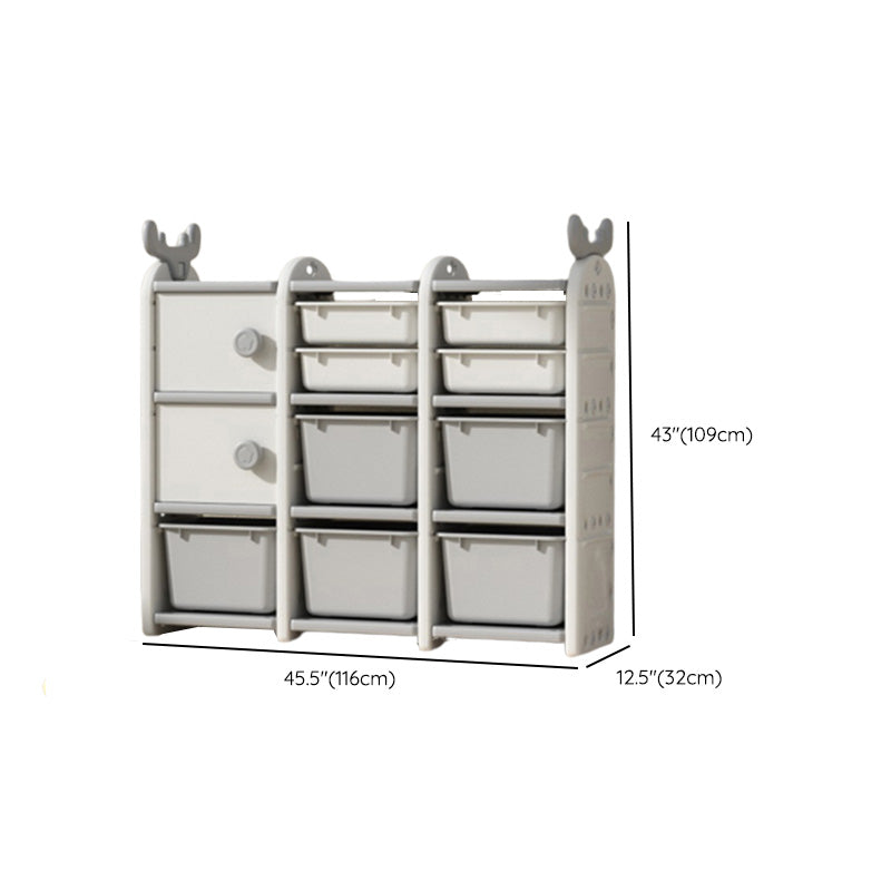 Plastic Standard Kids Bookcase with Closed Bac in White with Drawers