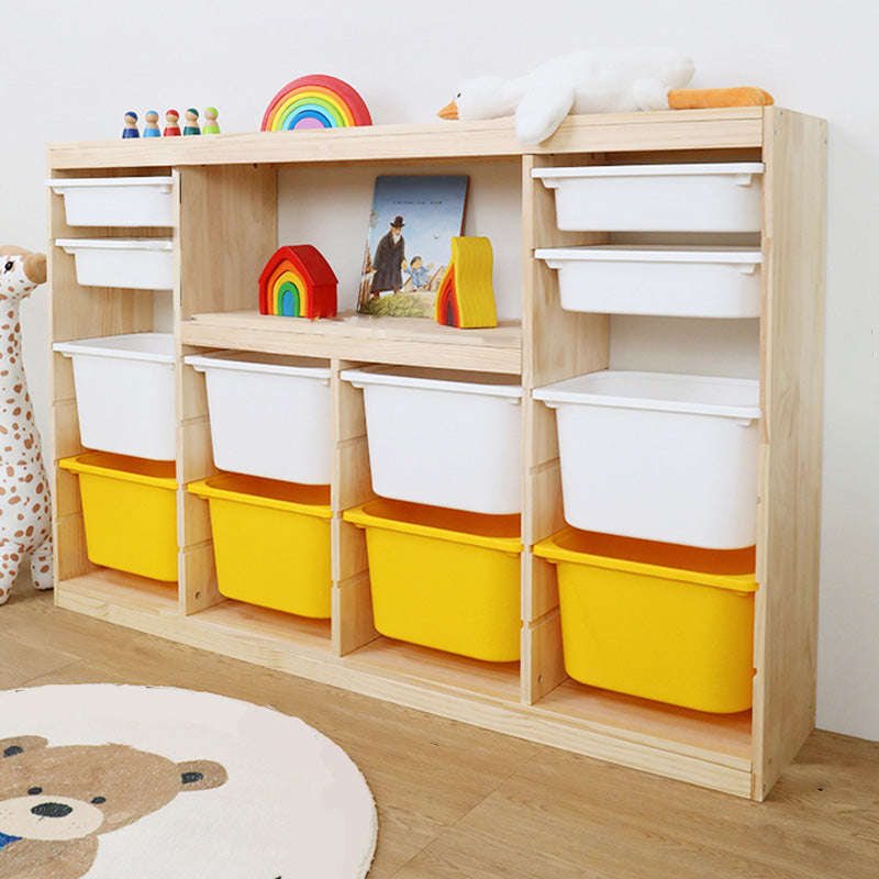 Scandinavian with Closed Back Kids Bookshelf Freestanding with Drawers