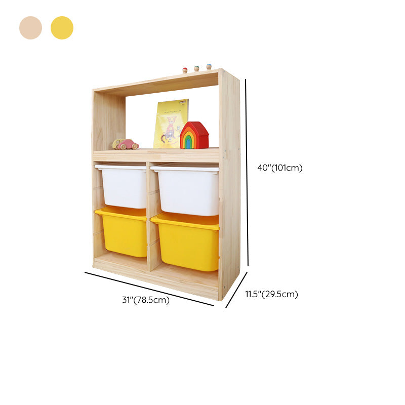 Scandinavian with Closed Back Kids Bookshelf Freestanding with Drawers