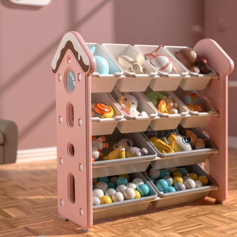 Contemporary Dollhouse Plastic Storage Bookcase Freestanding Closed Back Non-Skid