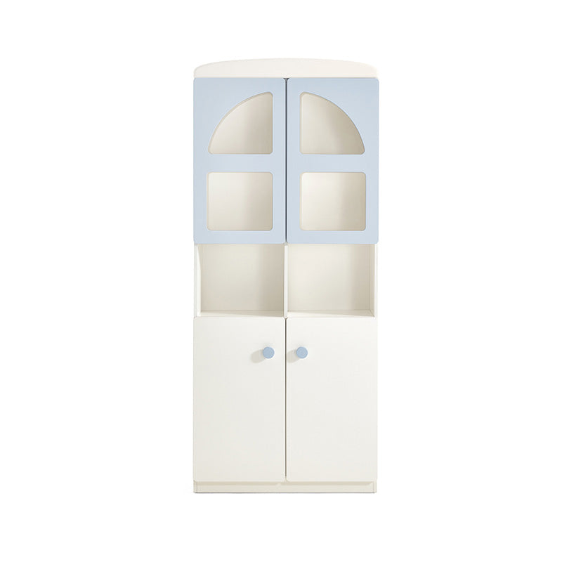 Two Doors Standard Manufactured Wood Bookcase in White and Blue