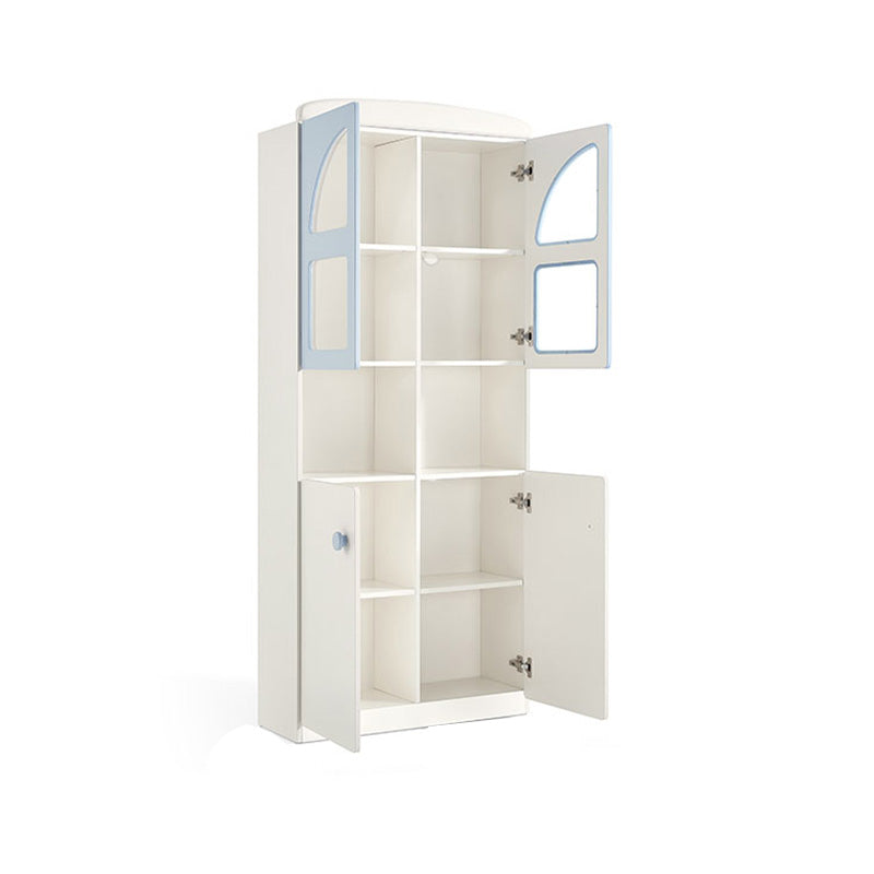 Two Doors Standard Manufactured Wood Bookcase in White and Blue