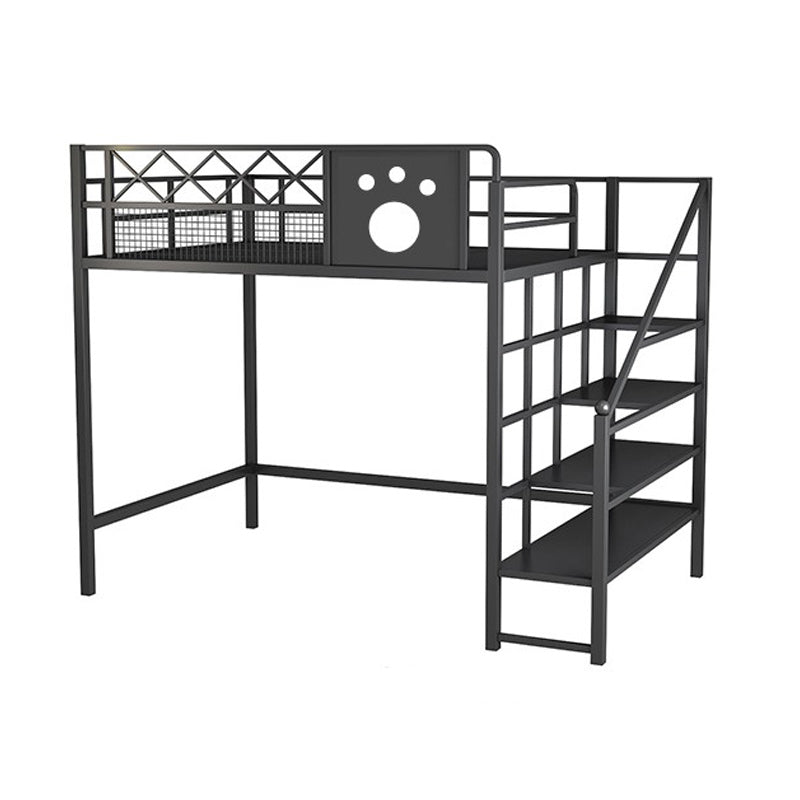 High Loft Bed with Stairway Modern Metallic Beds No Theme Kids Bed