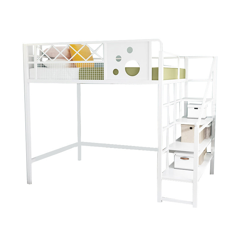 High Loft Bed with Stairway Modern Metallic Beds No Theme Kids Bed