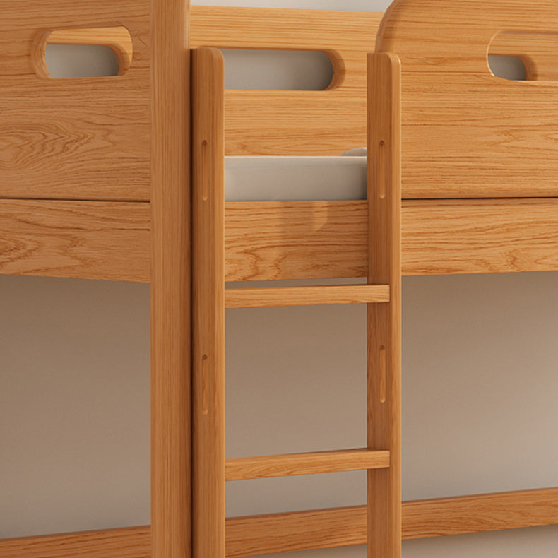 Contemporary Solid Wood Loft Bed Natural Kids Bed with Guardrail