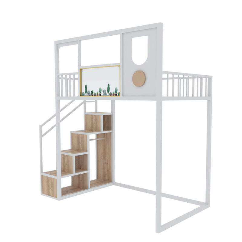 Open Frame Beds in Metal Modernism Built-In Ladder High Loft Bed