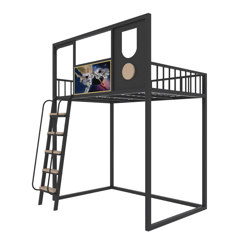 Open Frame Beds in Metal Modernism Built-In Ladder High Loft Bed