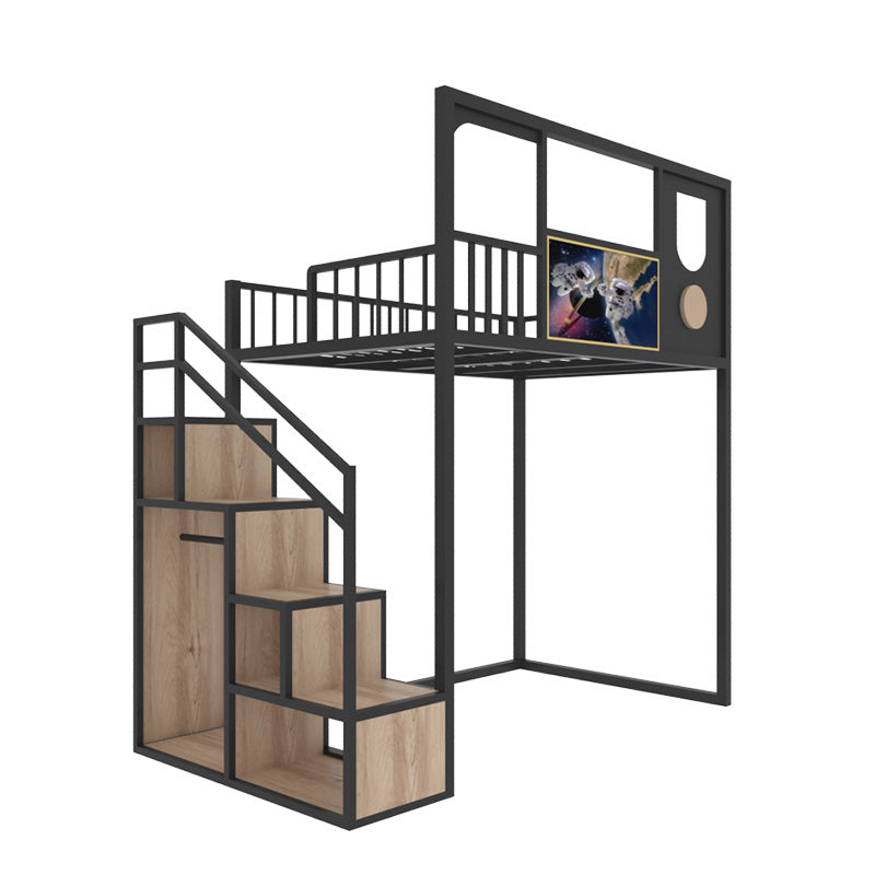 Open Frame Beds in Metal Modernism Built-In Ladder High Loft Bed