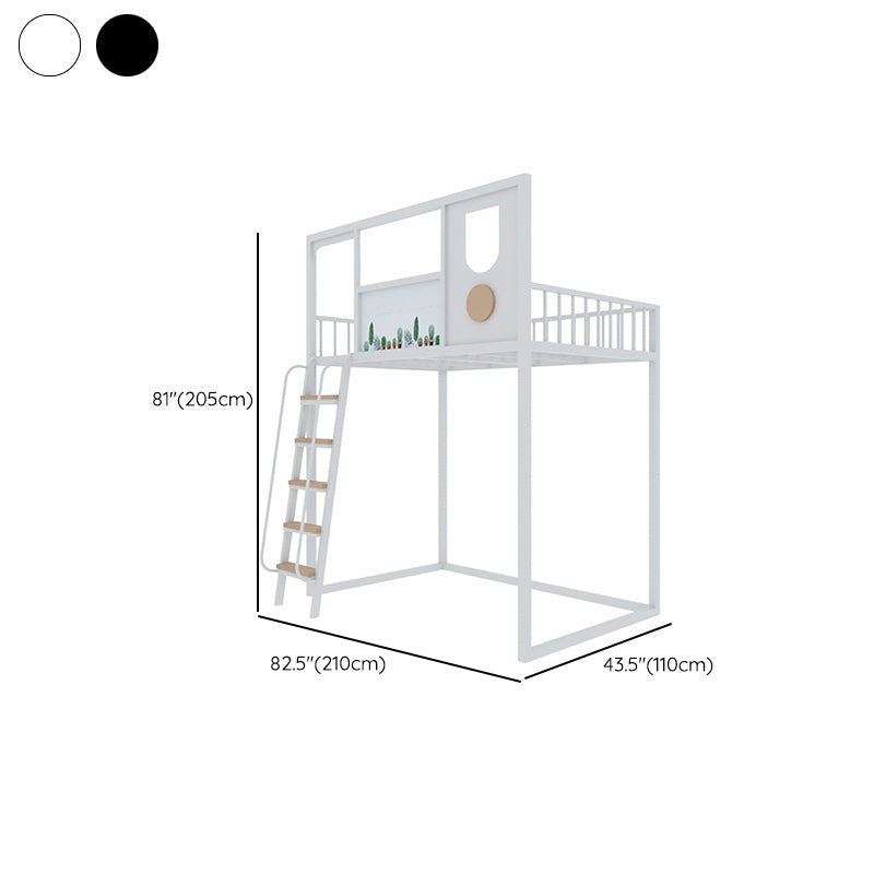 Open Frame Beds in Metal Modernism Built-In Ladder High Loft Bed