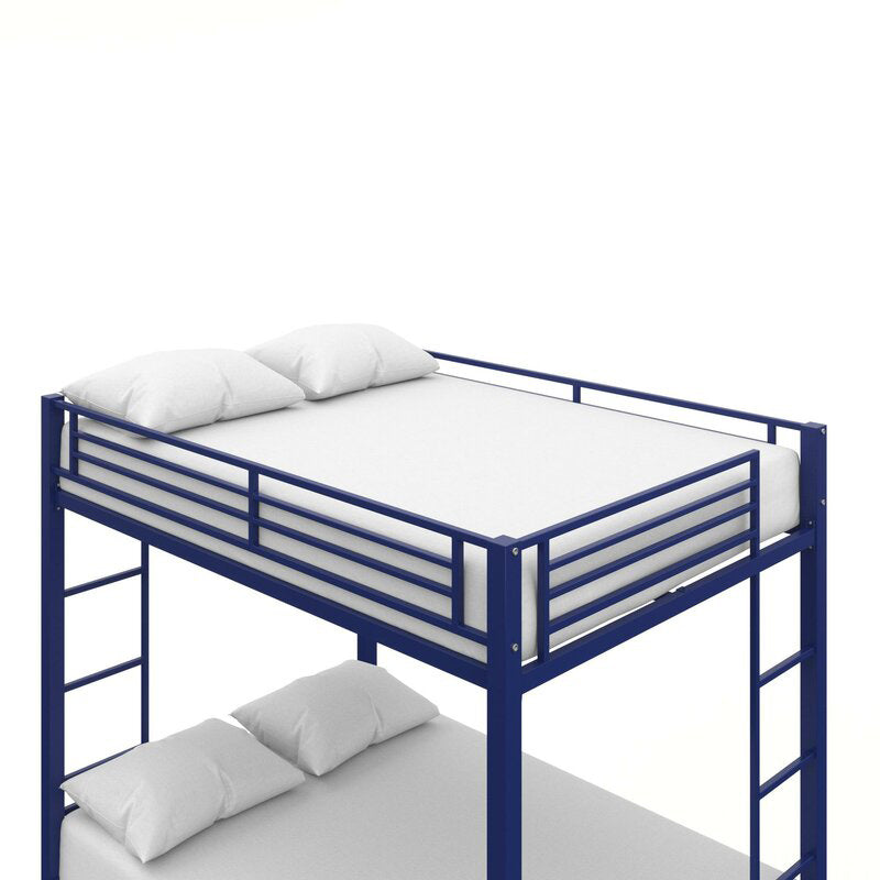 Contemporary Bunk Bed Metal Headboard with Guardrails No Theme Slat Kids Bed