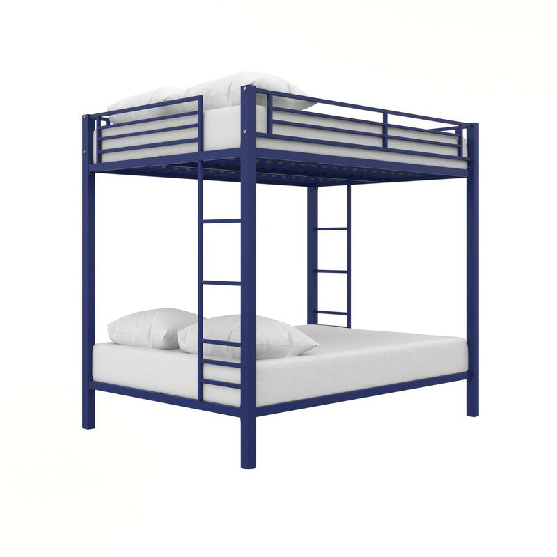 Contemporary Bunk Bed Metal Headboard with Guardrails No Theme Slat Kids Bed