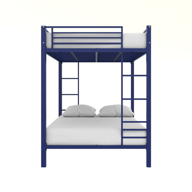 Contemporary Bunk Bed Metal Headboard with Guardrails No Theme Slat Kids Bed