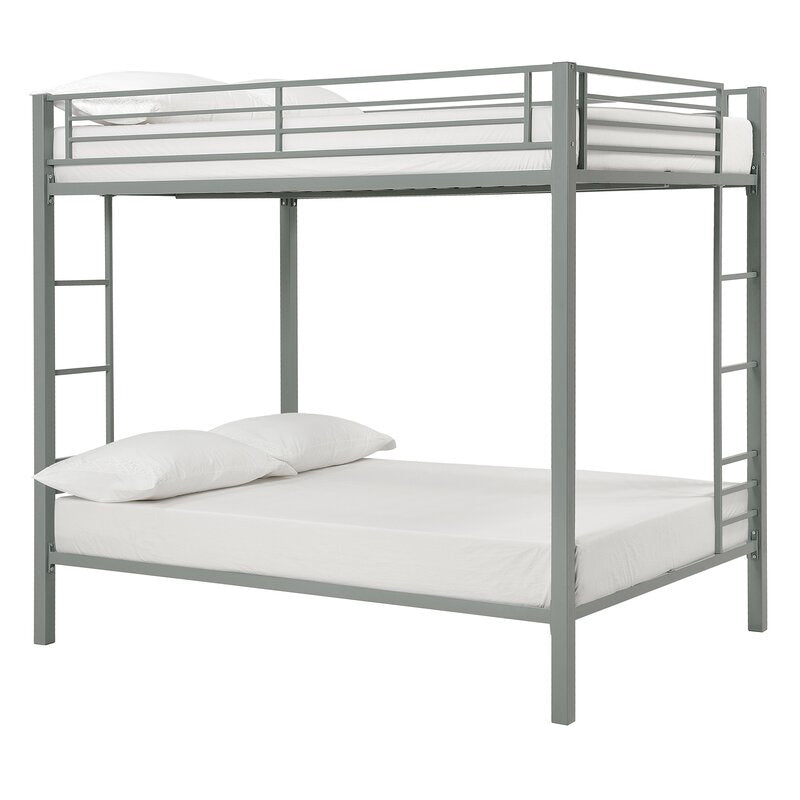 Contemporary Bunk Bed Metal Headboard with Guardrails No Theme Slat Kids Bed